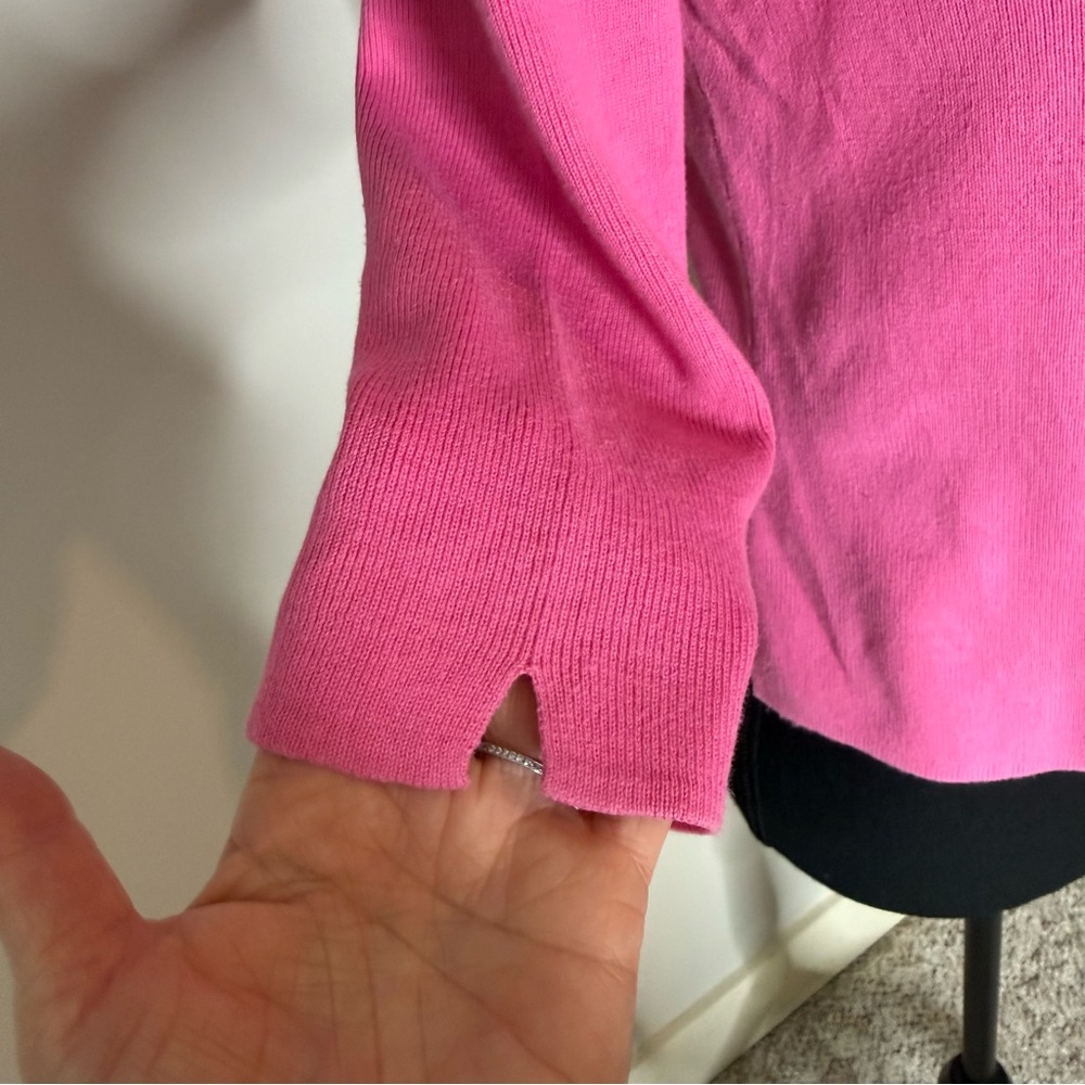 DESIGNERS ORIGINALS PETITE Pink V Neck Knit Pullover Sweater L Embroidered Small - Picture 7 of 10